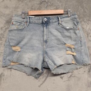 Levi's Denizen Distressed Cut Off Denim Shorts Stretch Blue Women Sz 14 NWT